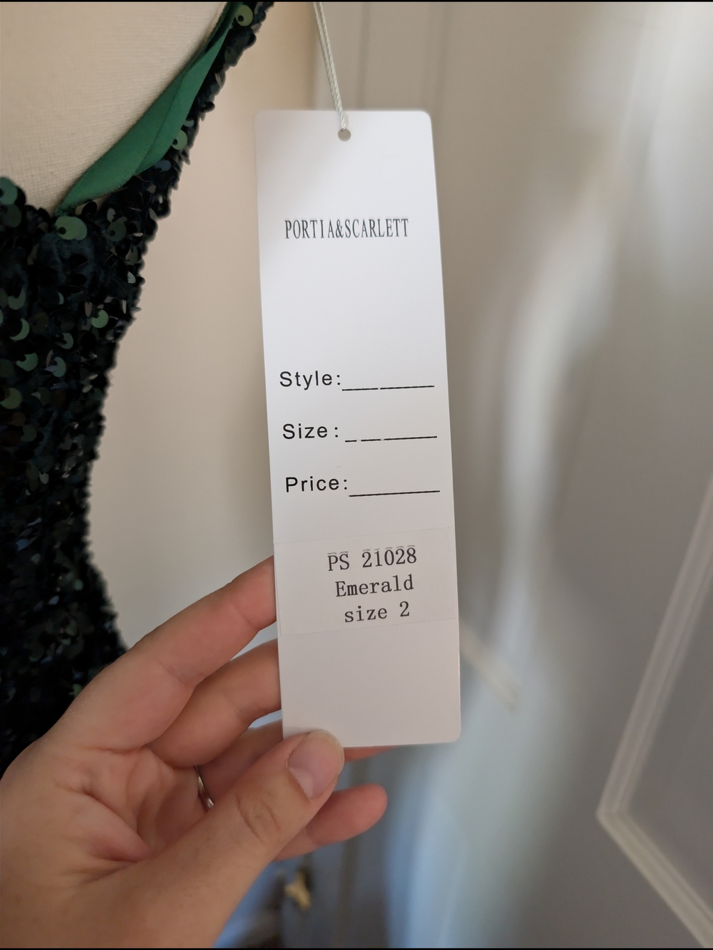 NWT Portia & Scarlett Emerald Green Sequin Formal Gown Dress Size 2 - Picture 4 of 8